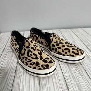 Keds Kate Spade Leopard Calf Hair Double Decker Slip on Sneakers